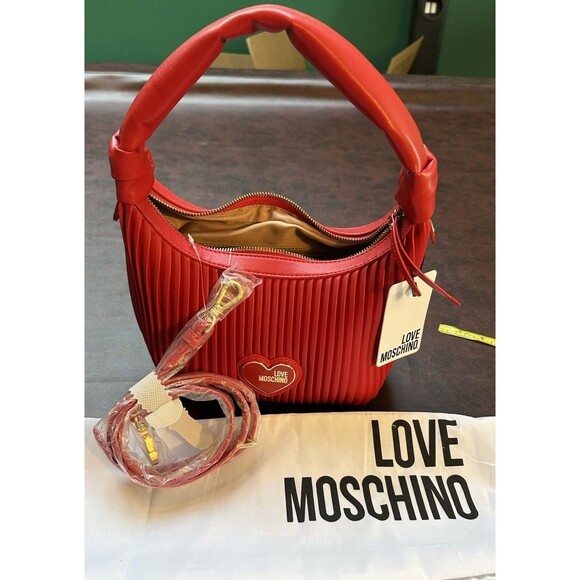 Love Moschino Red Hobo Bag Small New with Dust Bag Zip